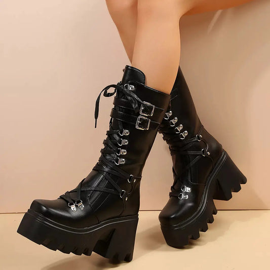Lace-Up Platform Boots.