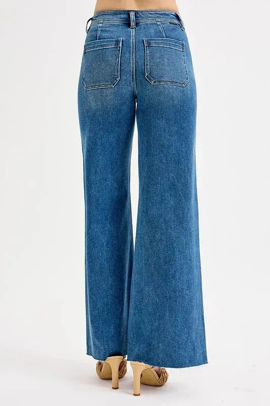 RISEN High-Waisted Wide Leg Jeans.