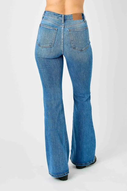Judy Blue Full Size High-Waisted Classic Flare Jeans Plus Size.