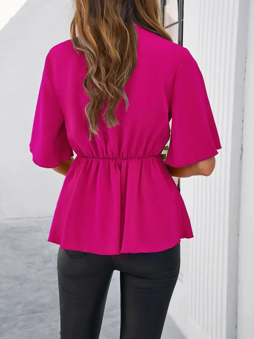Devine Tied Front Peplum Blouse.