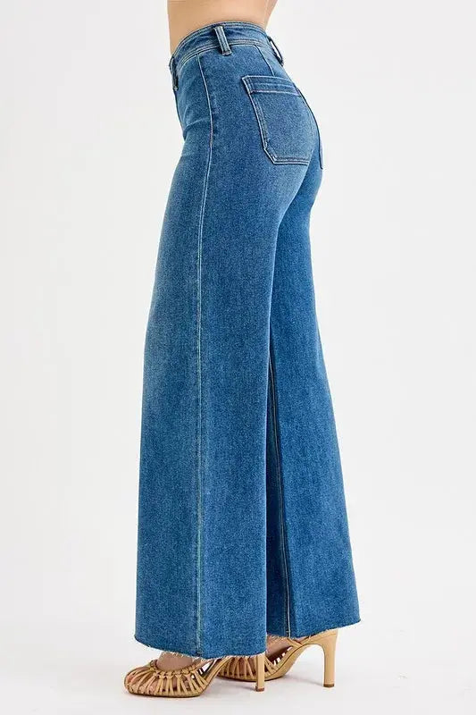 RISEN High-Waisted Wide Leg Jeans.