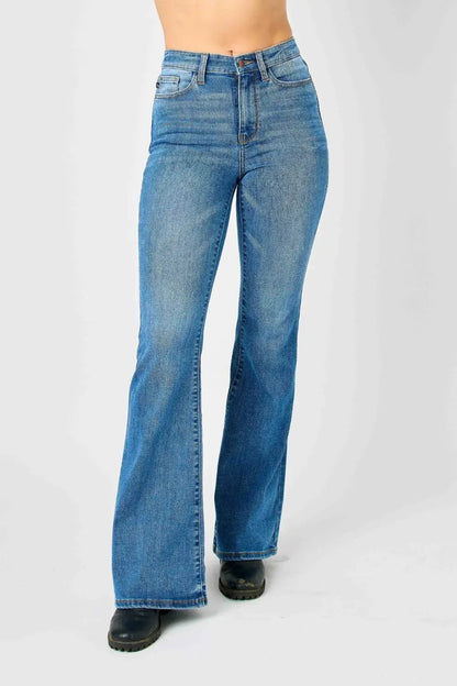 Judy Blue Full Size High-Waisted Classic Flare Jeans Plus Size.