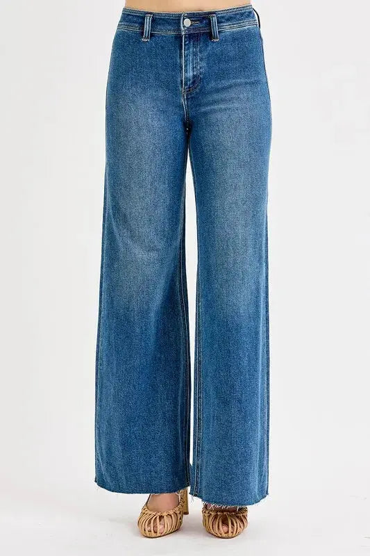 RISEN High-Waisted Wide Leg Jeans.