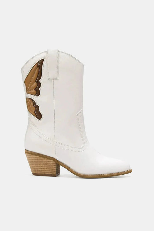 Beast Fashion Butterfly Cut Detail Point Toe Boots.