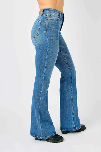 Judy Blue Full Size High-Waisted Classic Flare Jeans Plus Size.