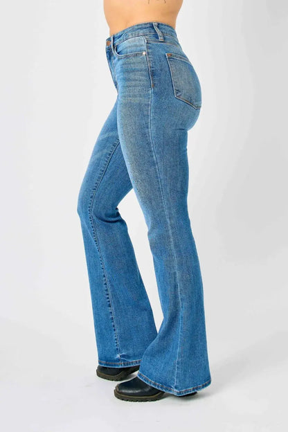Judy Blue Full Size High-Waisted Classic Flare Jeans Plus Size.