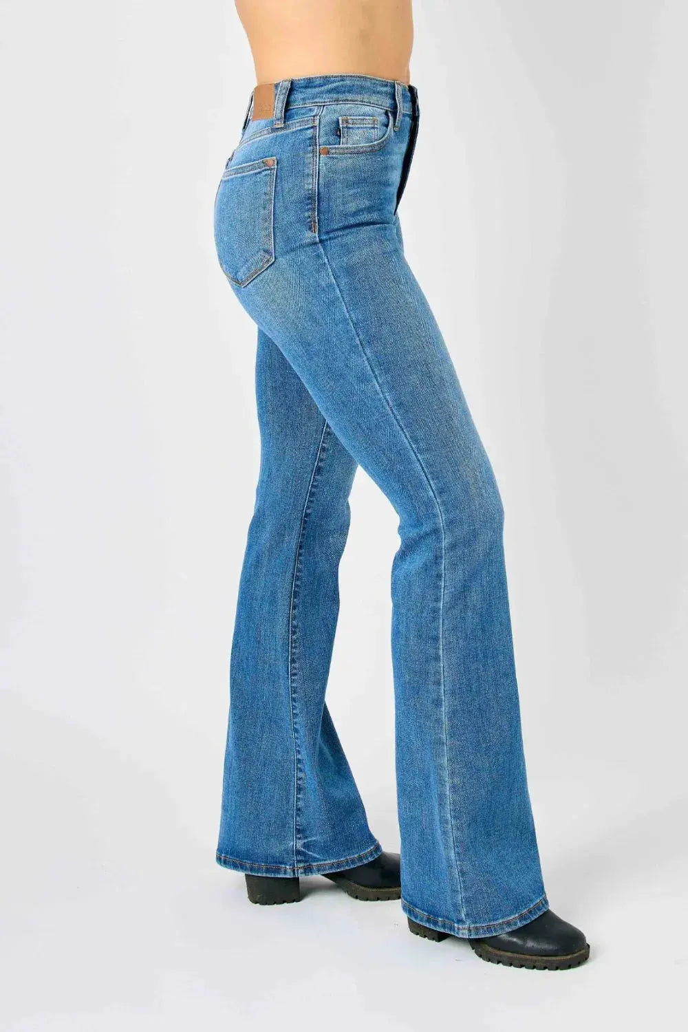 Judy Blue Full Size High-Waisted Classic Flare Jeans Plus Size.