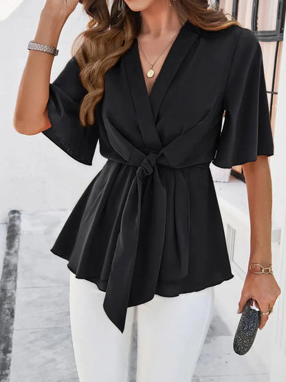 Devine Tied Front Peplum Blouse.
