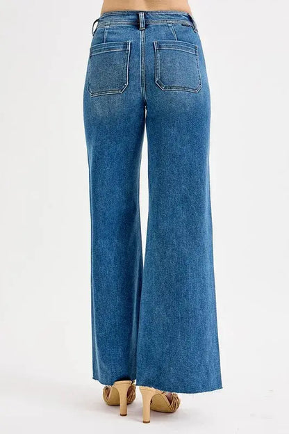 RISEN High-Waisted Wide Leg Jeans.